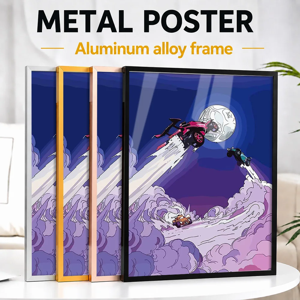 Rocket League Cars In Flight Framed Metal Print Customized Photo High Speed Arena Style Wall Art For Gaming Setup Birthday Gift