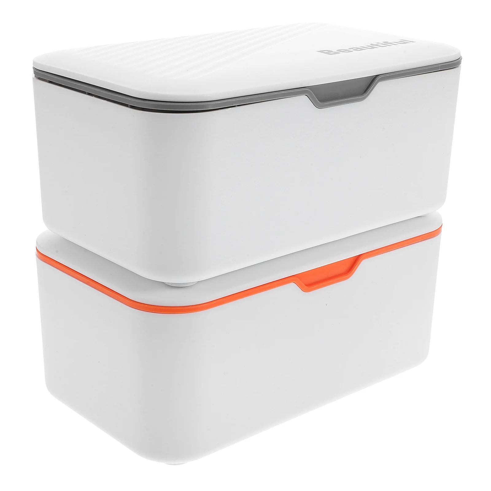 

2Pcs Tissue Box Wet Dry Refillable Wipes Container Portable Holder PP ange Gray Sealed Dustproof Moisture Retention Bathroom