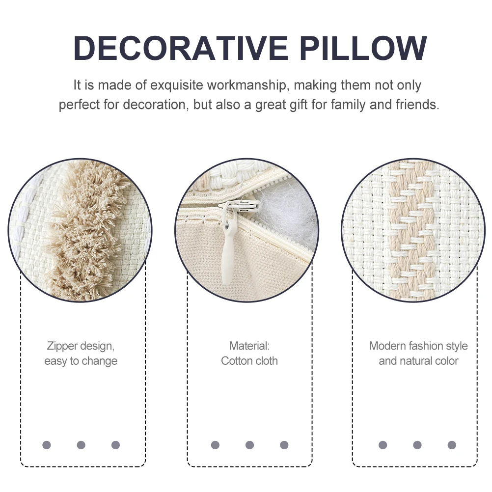 

Cotton Woven Tassel Pillowcase Simple Cushion Cover For Living Room Sofa Bedroom Decor Home Gift Practical Pillow Cover