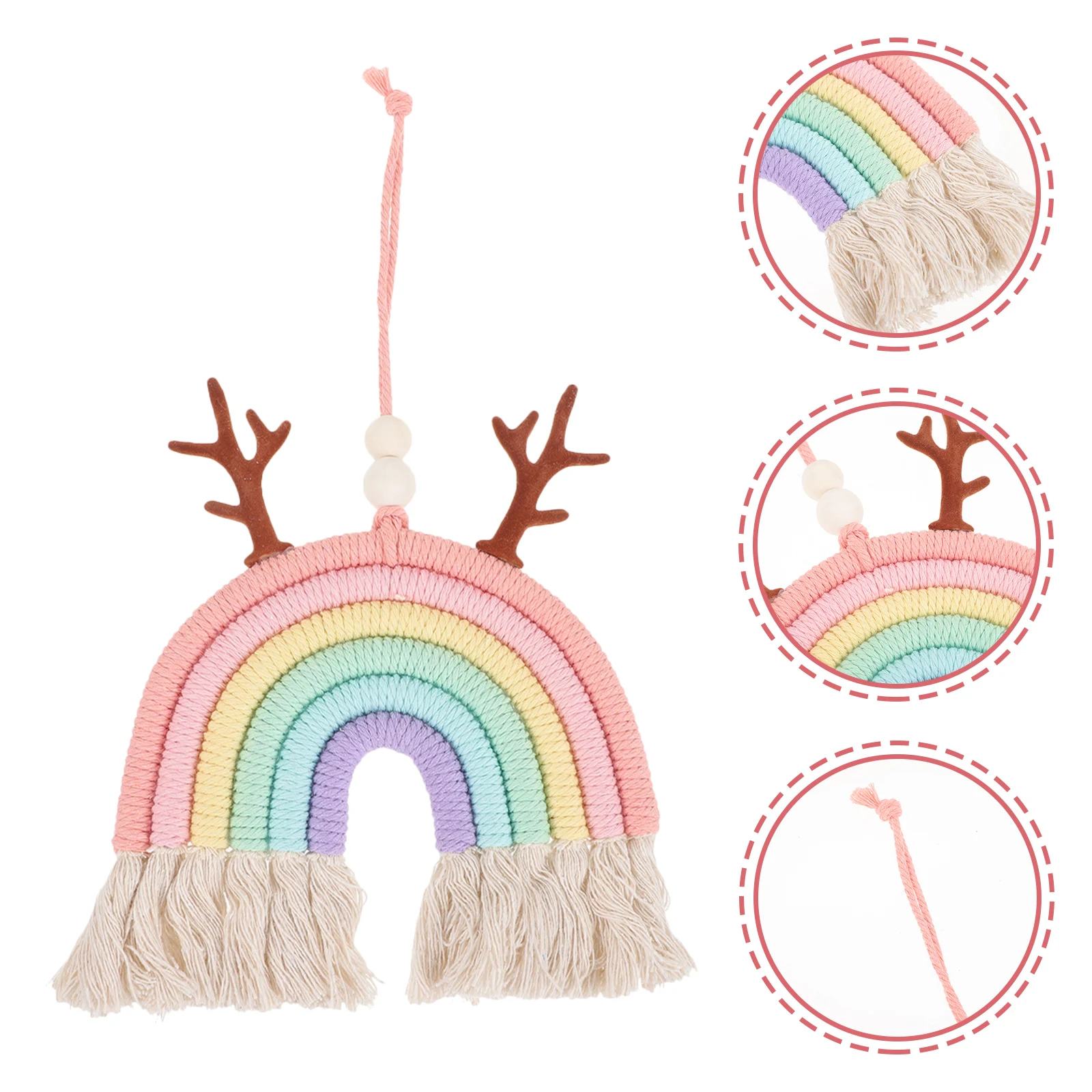 

Elk Rainbow Pendant Car and Wall Tassel Bohemia Hanging Garland Decor with Woven Decoration Baby