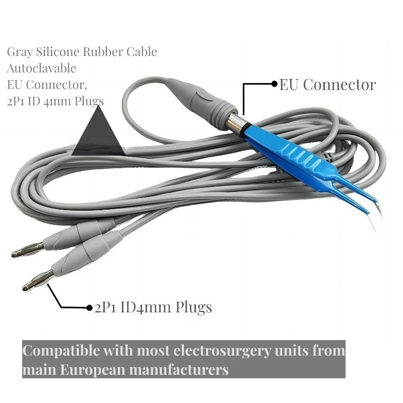 Autoclavable High Frequency Electrosurgical Bipolar Coagulation Forceps with Silicone Cable for Plastic Surgery