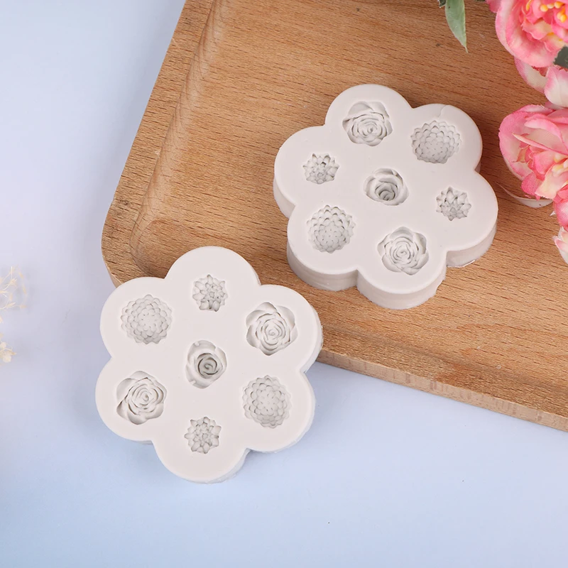 7 In 1 fiore rosa peonia stampo In Silicone fiore fai da te Aroma candela gesso ornamenti gesso stampo sapone fatto a mano