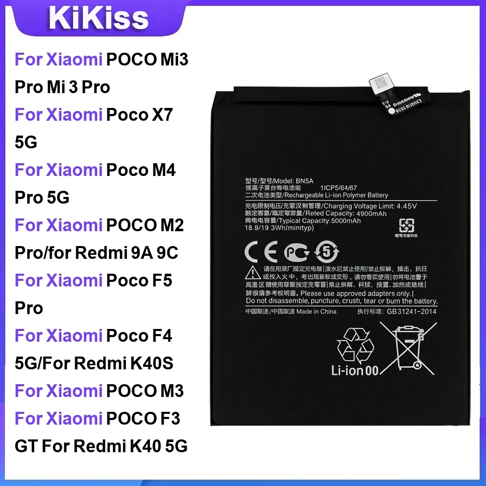 Battery For Xiaomi POCO Mi3 Pro Mi 3 Pro X7 5G M4 Pro 5G M2 Pro F5 Pro F4 5G M3 F3 GT For Redmi K40Pro M7 4G 25062PC34E