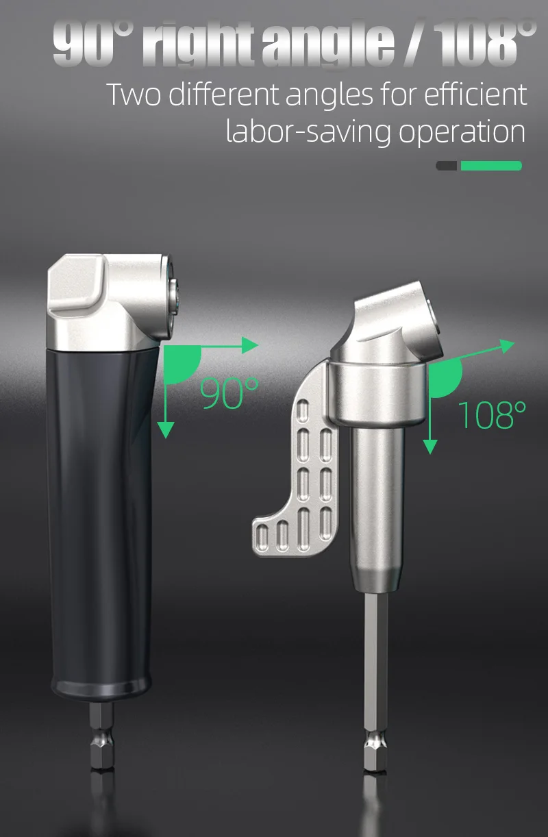LAOA 90 ° /180 ° Bit-Eckadapter & Flexibler Schaft 1/4 Zoll Sechskant-Schlagschrauber-Winkeladapter für enge Räume Schraubendreher-Verlängerung – Detail 6