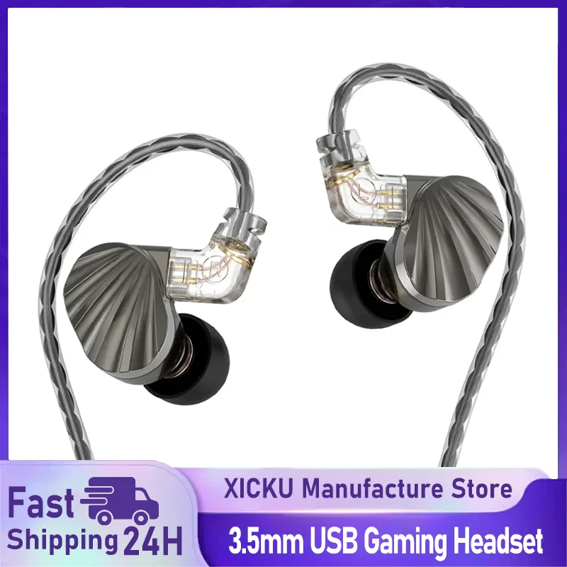 In-Ear-Kopfhörer mit 6 dynamischen Treibern, Mikrofon, Stereo, Sport, HiFi, Subwoofer, Monitor-Ohrhörer, Geräuschunterdrückung