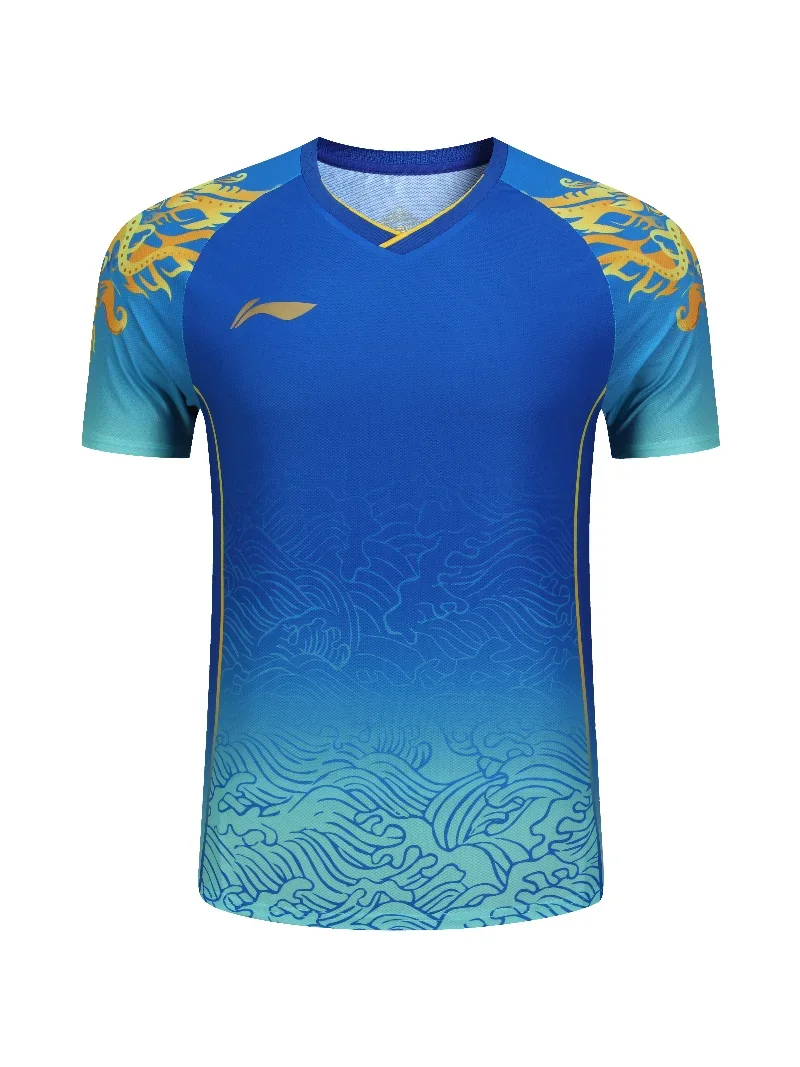 2025 جديد تنس الطاولة ملابس رياضية الريشة قصيرة الأكمام بدلة المنافسة تنفس التجفيف السريع العرق ماصة تي شيرت