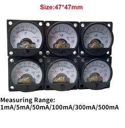 SO-45 DC MA 1MA 5MA 50MA 100MA 300MA 500MA 12.5 Accuracy DC 0-100mA Ammeter  Class Round Analog Panel Meter Black
