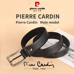 Pierre Cardin moda commerciale da uomo cinture in vera pelle cintura con fibbia ad ago per cintura nera da uomo