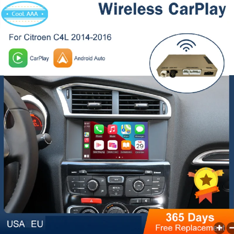 For Peugeot 508 408 2008  2014- 2016 Citroen C4L C5 DS5 DS6  wireless Apple carplay Anroid auto free shipping