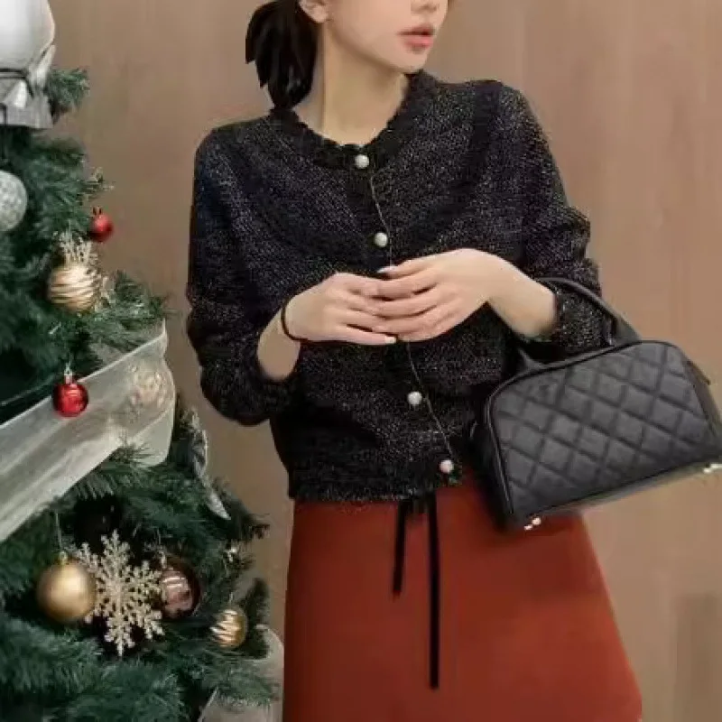 

Tweed Jacket Dark Red Womens Summer Beaded Decorated Wedding Evening Ceremony Party Shiny Lustrous Rhinestones Embroidery Gentle