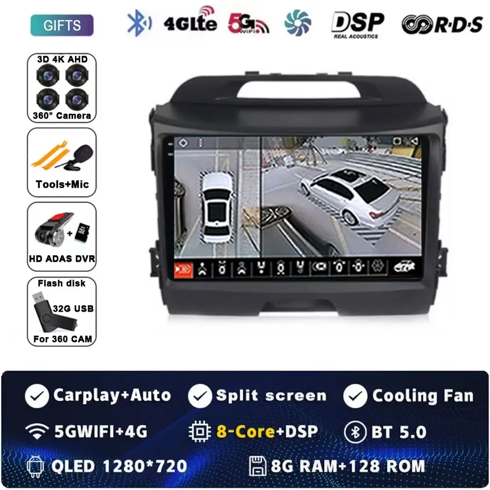 Voor KIA Sportage 3 Sportage R 2010-2016 Android 15 Autoradio Android Carplay Multimedia Speler autoradio 4G wifi Qualcomm 2din