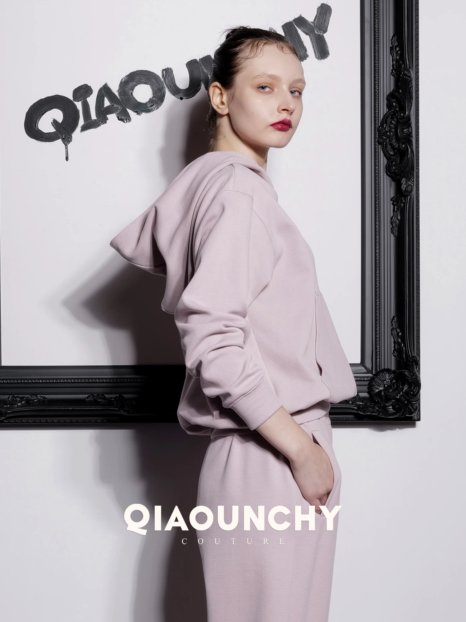 

Базовый свободный вязаный комплект из толстовки с капюшоном и брюк для женщин, смесь хлопка и полиэстера, весна-лето, Sweet Sle UNCHY