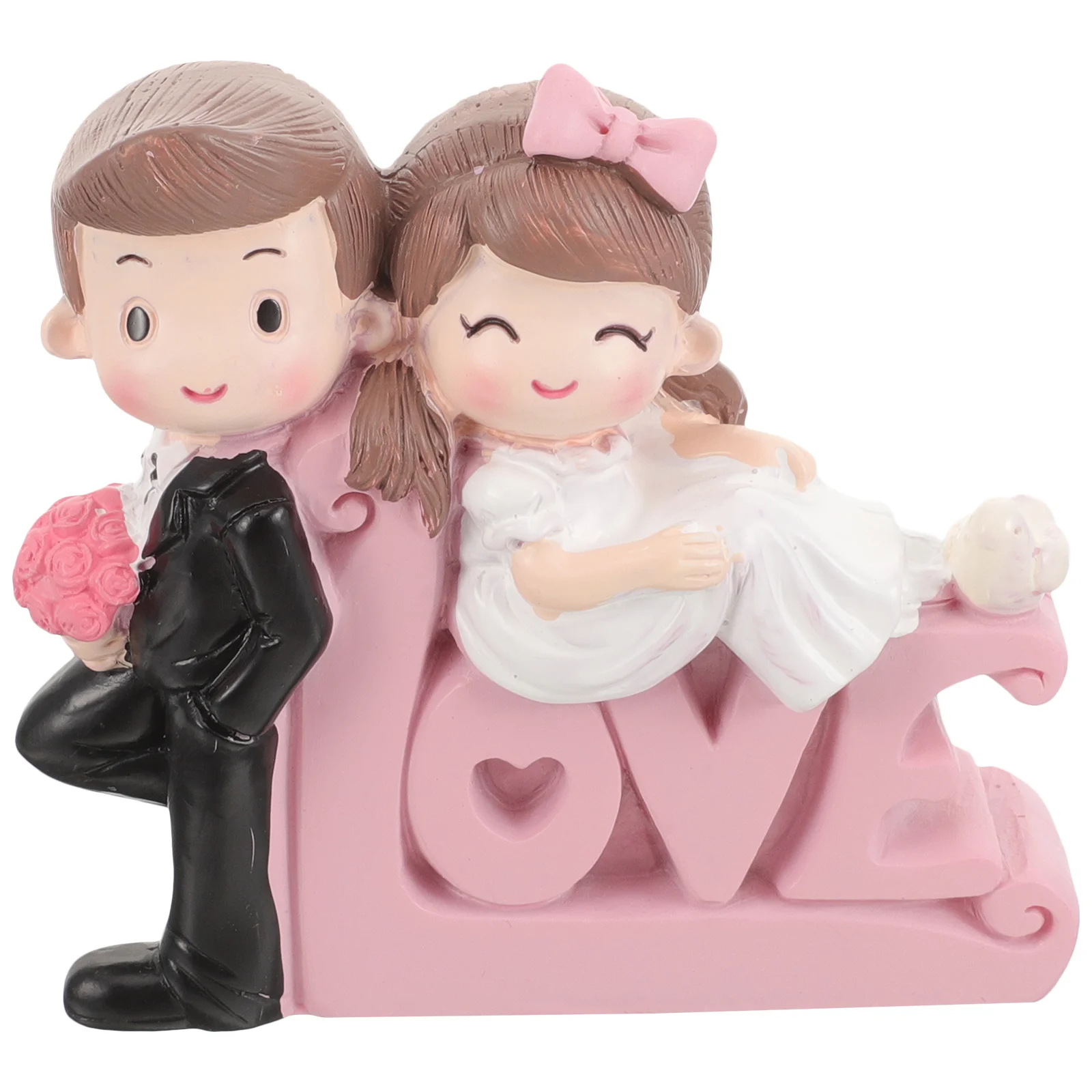 

Elegant Brown Resin Bride Groom Motorcycle Cake Topper Romantic Couple Decoration Wedding Cake Display for Proposal