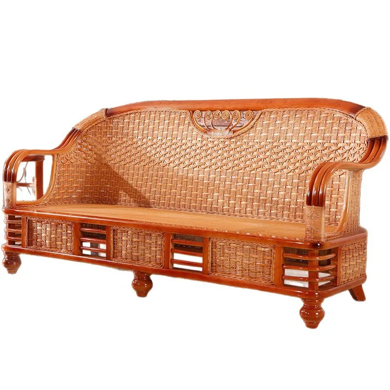

Rattan sofa living room leisure modern light luxury three-person household sofa size apartment combination