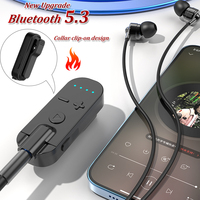 Bluetooth 5.3 Receiver With Earphone Low Latency Game Headset ANC+ENC Noice Cancelling 3.5mm AUX Wireless Audio Adapter With Mic