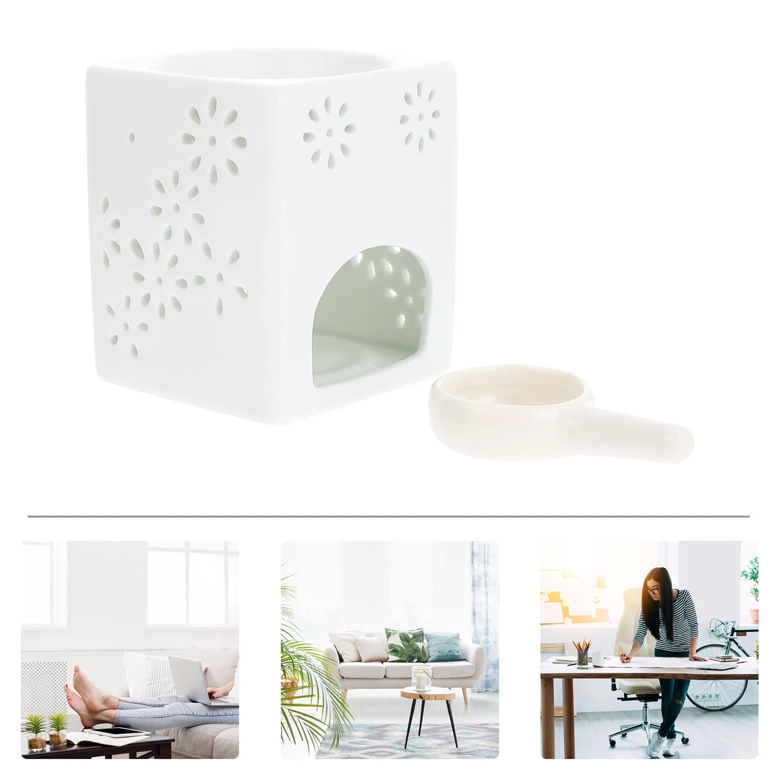 

1Set Ceramic Aroma Burner Hollow Unique Style Portable Aromatherapy Holder Wedding Spa Salon Home Incense Diffuser