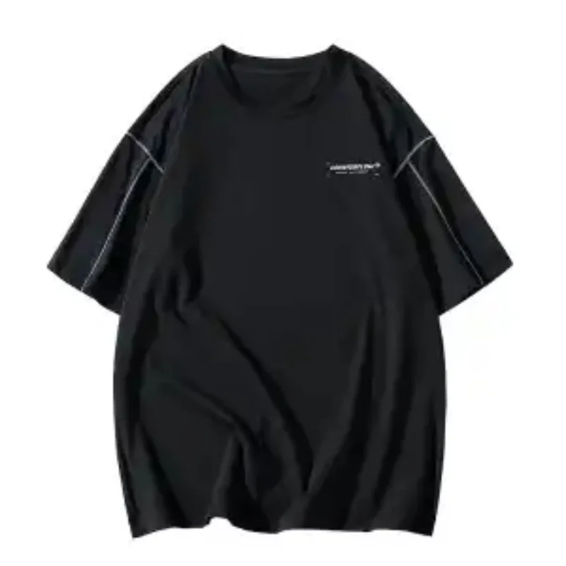 Men Summer Oversized Two-Piece Set Loose Short Sleeve T-shirt Drawstring Shorts Plus Size Casual Sports Tracksuit
