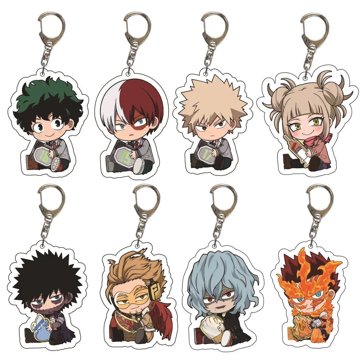 Anime Keychains Hero Acrylic Keychain Izuku Bakugo Katsuki Transparent Pendant Accessories Cute Cartoon Keychain Accessories