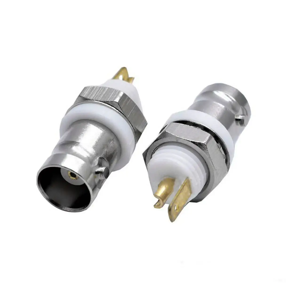 5pcs All copper insulated BNC-50KY insulated female 50 Ou BNC straight white plastic BNC panel connector Q9 socket