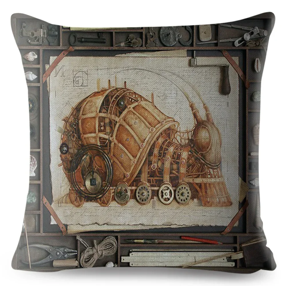 Steampunk Mechanical Animal Cushion Covers Home Decoration Pillow Case Sofa Dog Cat case Linen  Cover 45*45cm