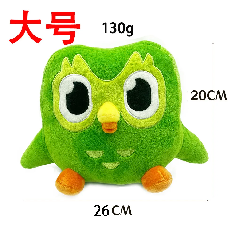 Duolingo coruja verde violeta cabelo legal irmã brinquedo de pelúcia boneca travesseiro chaveiro animal de pelúcia presente para alunos de idiomas