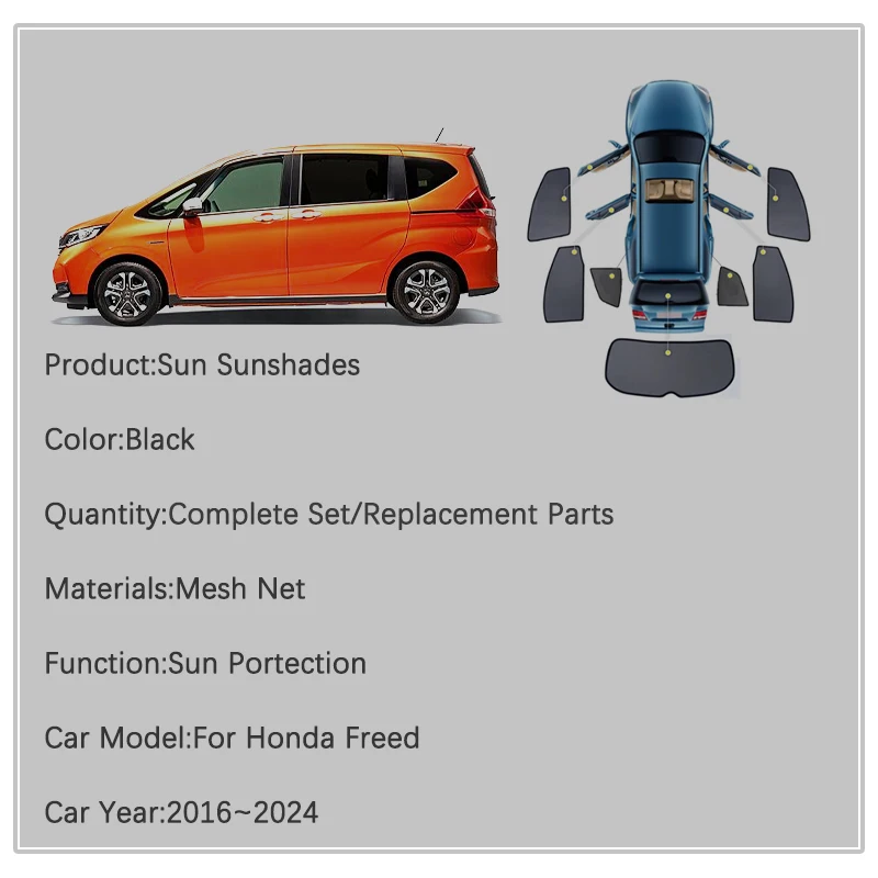Car Sunshade Pad For Honda Freed GB5 2016~2024 Anti-UV Magnetic Sun Shade Visor Window Windshields Curtain Cover Car Accessories