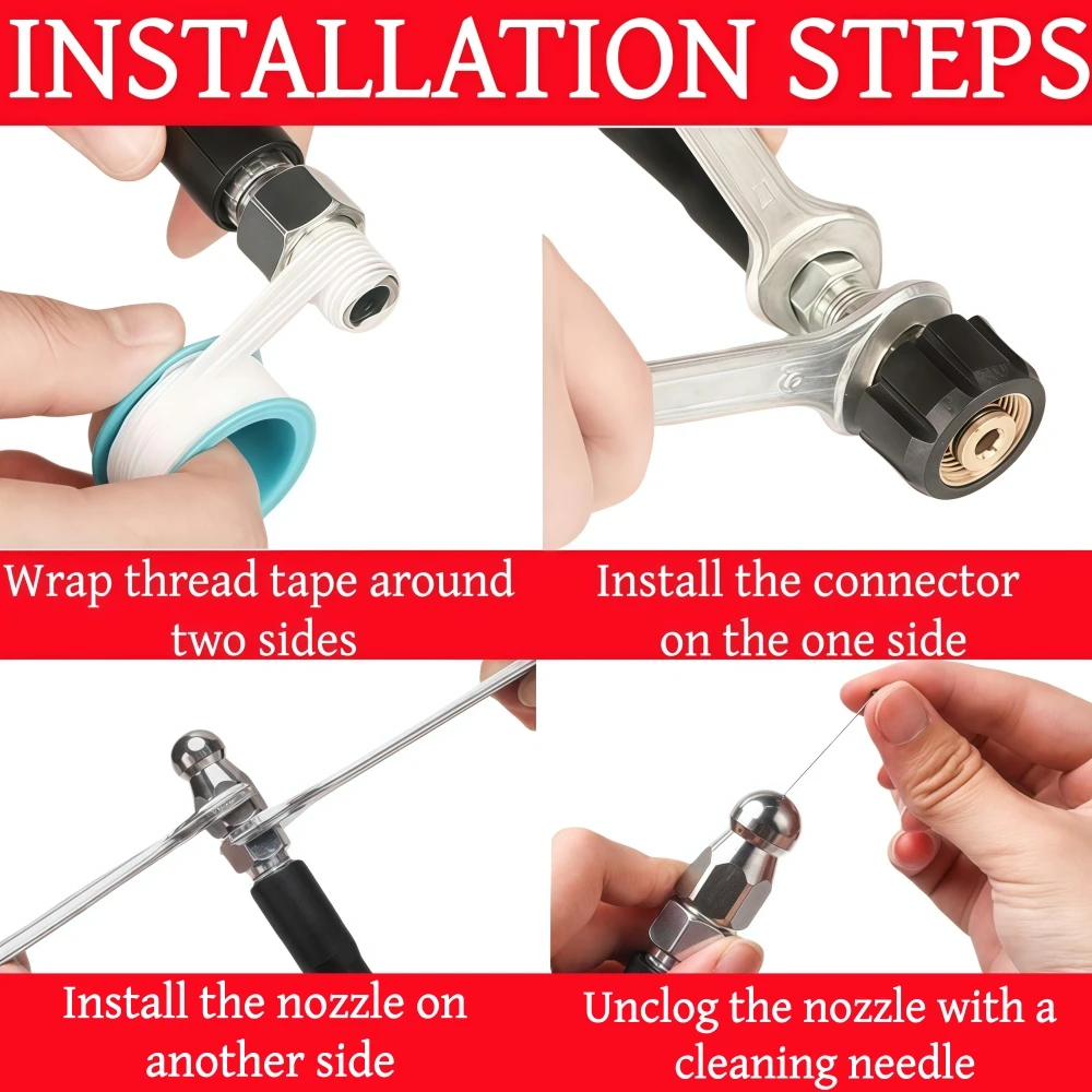 10m / 20m الصرف الصحي تنظيف خرطوم 1/4 NPT ضغط تنظيف فوهة ل Karcher بوش Lavor Nilfisk Elitech Huter Kranzle #5