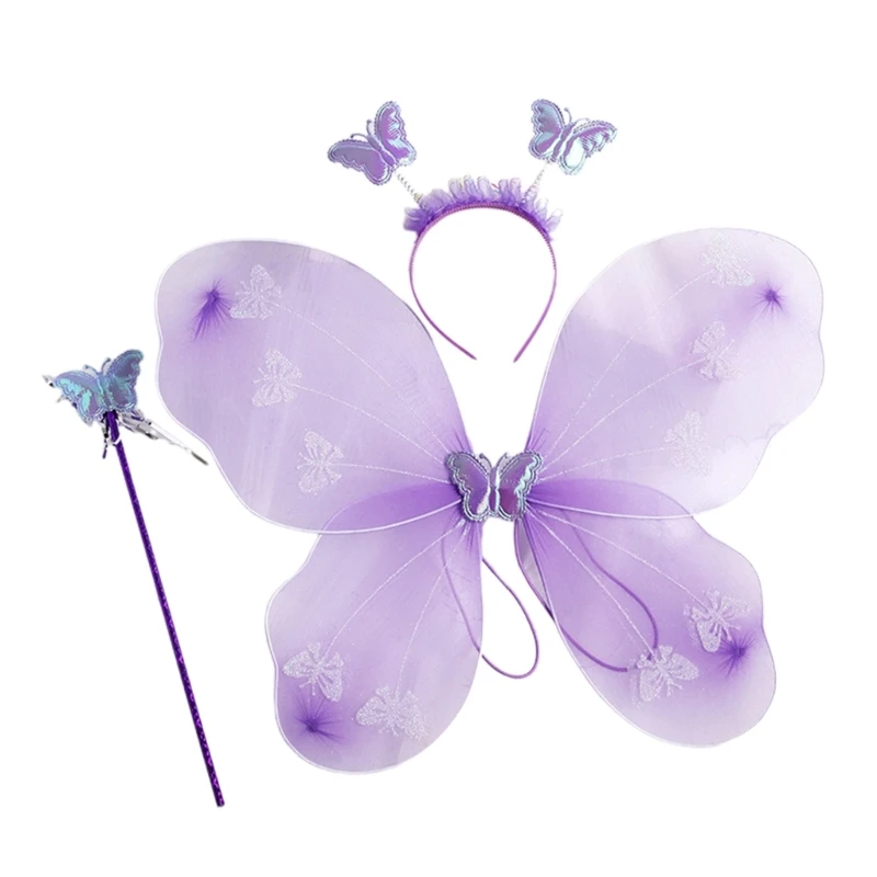 

3pcs Angel Wings Magic Wand Headband Angel Fairy Princess Costumes Party-Favors