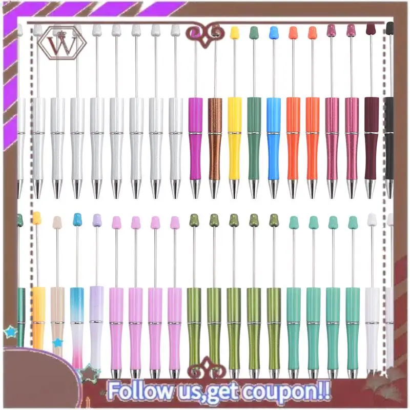 ABBG-40Pcs bolígrafo con cuentas bolígrafo de plástico DIY regalo personalizado escuela materiales de escritura para oficina papelería regalo de boda