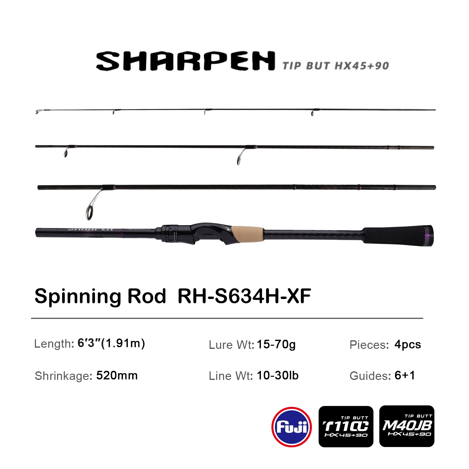 PURELURE SHARPEN Soft Lure Long Spinning and Casting XF/MF Action Rods FUJI Components Bass Pike Rod Angelrute Spinnrolle