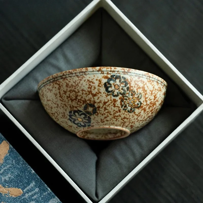 

100ml Blue And White Flint Red Tea Cup Hand-painted Embroidered Ball Flower Cup Personal Host Master Cup Puer Tea Bowl Teaset