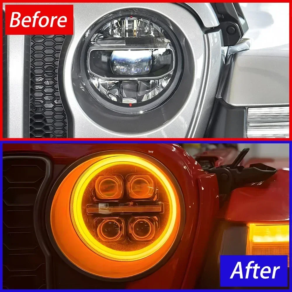 Auto Headlights For Jeep Wrangler JL JT 2018-2024 LED Car Front Lamps Assembly Upgrade Dynamic 4 Projector Lens Accessories