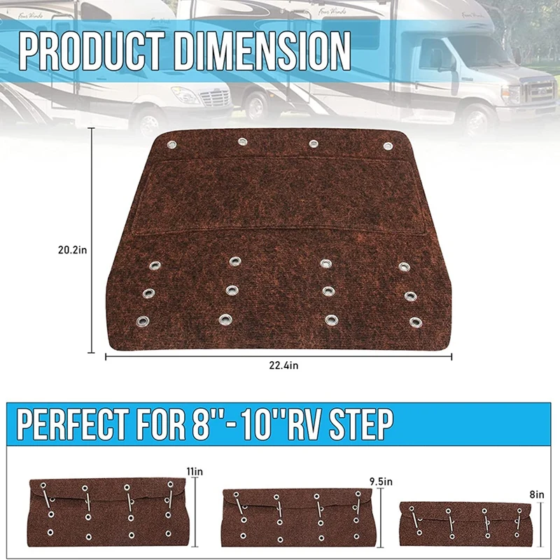 RV Step Rugs Stairs Cover,Wide Camper Step Carpet Wrap Around Cover Stairs Rugs For 8-11Inch Depth RV Travel Trailer