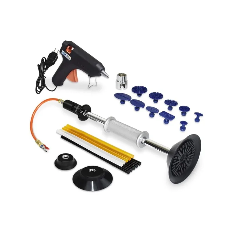 Pneumatic Dent Puller Kit- Vacuum Suction/Slide Hammer/Glue Gun, Sticks, and 10 Puller Tabs