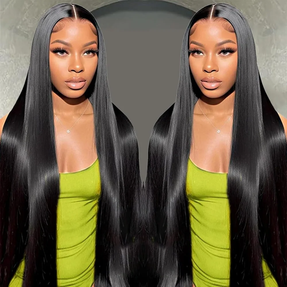 

32 Inch Straight Wigs Human Hair Pre Plucked Straight Lace Front Wigs Human Hair 180 Density 13x4 HD Lace Frontal Wig for Women