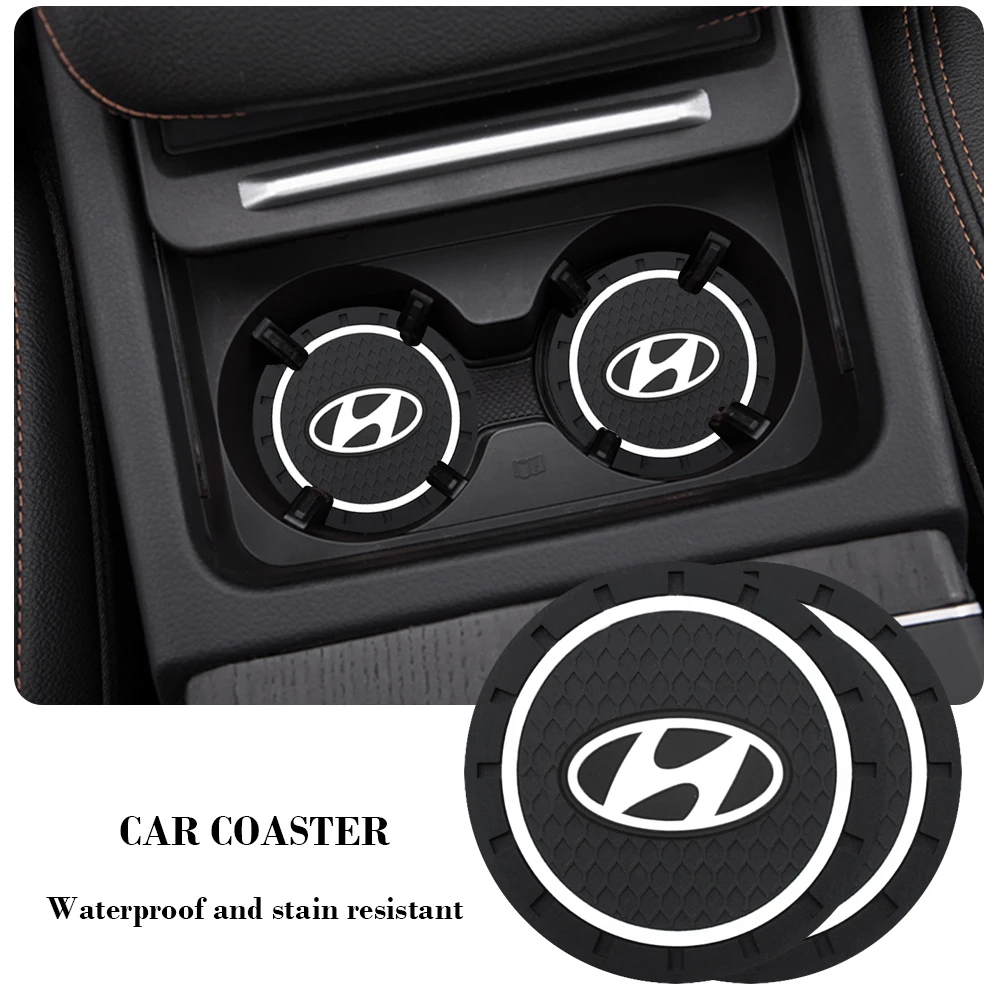 سيارة كأس الماء حصيرة الداخلية المضادة للانزلاق حصيرة كوب سيليكون تخزين حصيرة لشركة هيونداي سانتا في سوناتا سولاريس أزيرا كريتا I30 Ix25 IX35 #1