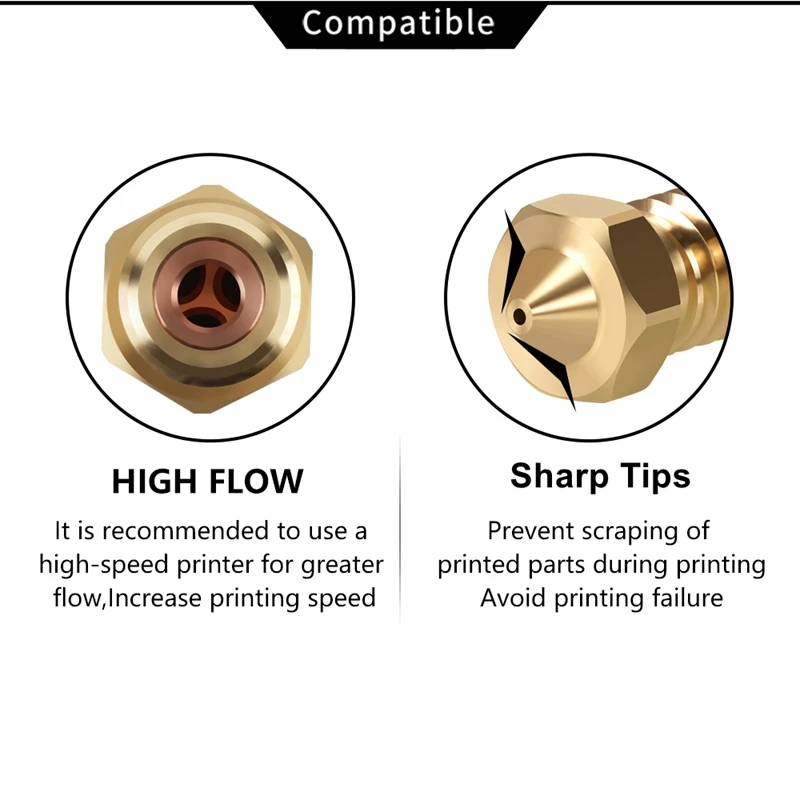 1/2pcs Clone CHT Volcano Nozzle Large High Flow Brass Nozzles Three-eyes Copper Inside 3D Printer Head 0.4/0.6/0.8/1.0/1.2/1.5mm