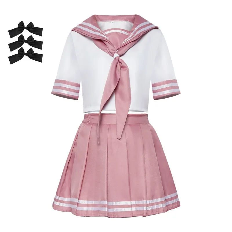 Japanese Anime Style Sailor Uniform Complete Suit With Bow，Halloween Cosplay Fancy Dress For Carnival Stage Theme Party Wear
