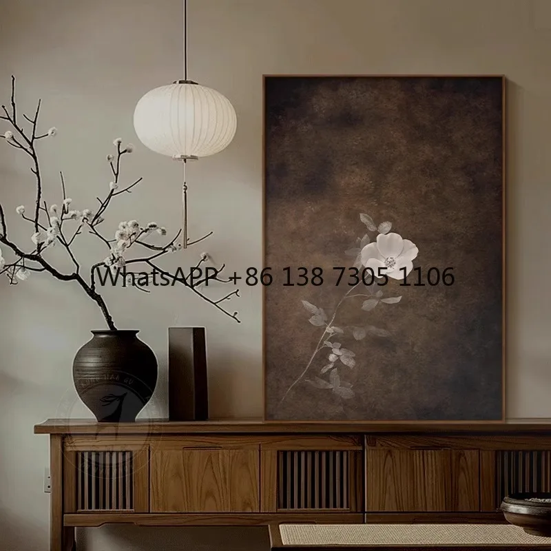 

Medieval style tea room decorative painting surprise background wall high sense Song Dynasty aesthetics hanging