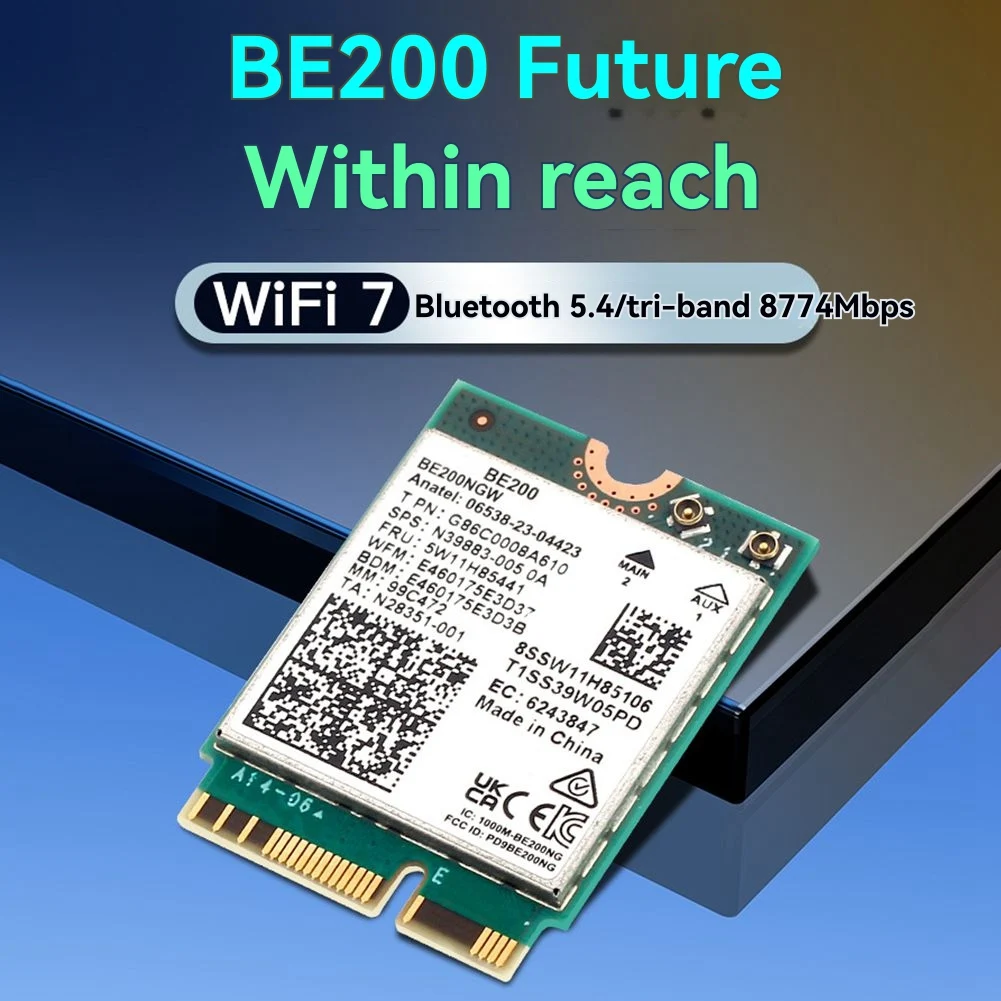 

Карта Wi-Fi A46U BE200 WiFi 7 со встроенной антенной 2.4G/5G/6ГГц, Bluetooth 5.4, адаптер Wi-Fi, беспроводная сетевая карта 8774 Мбит/с для Win10/11