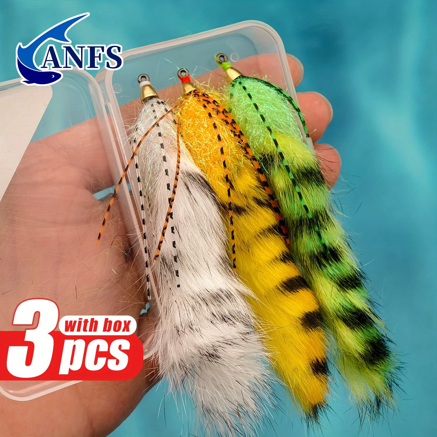 ANFS 3 Stück/Box handgefertigter Big Zonker Streamer Fly-Barsch Fliegenfischköder, tolles Geschenk für Angler