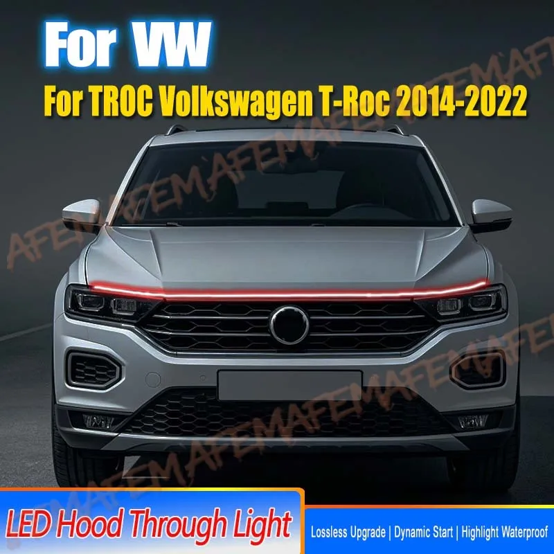 LED Car Hood Atmosphere Light Strip For VW TROC Volkswagen T-Roc Auto Exterior Decoration Lighting Decorative Ambient Lamp 12V