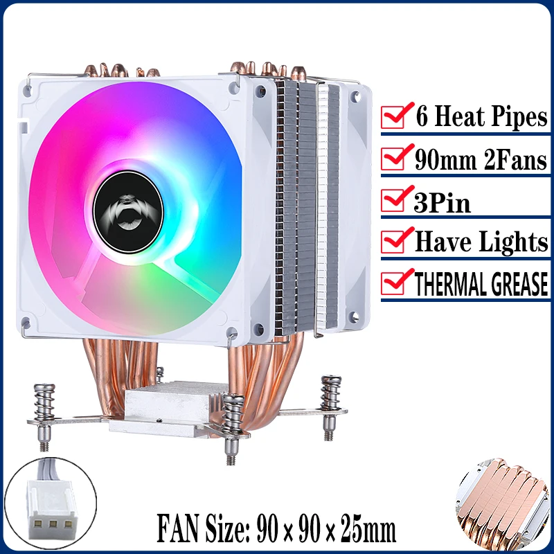 6Heat pipes 2Fan3pin
