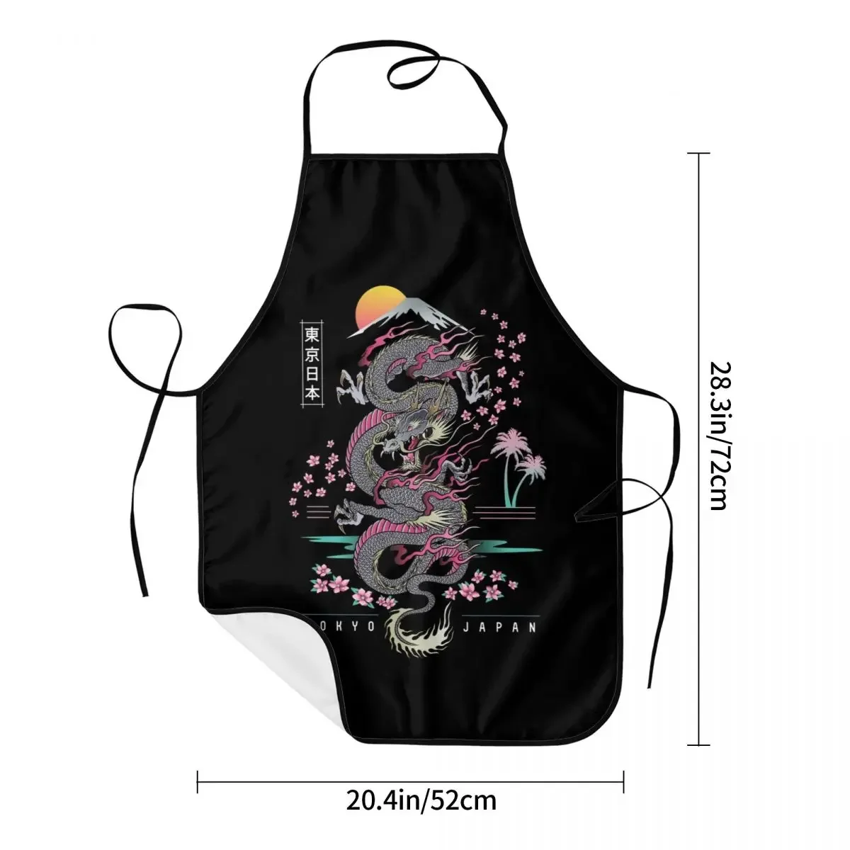 Tokyo Japan Dragon Apron for Women Men Unisex Bib Tradition Asian Japanese Tattoo Art Cooking Kitchen Tablier Cuisine Chef