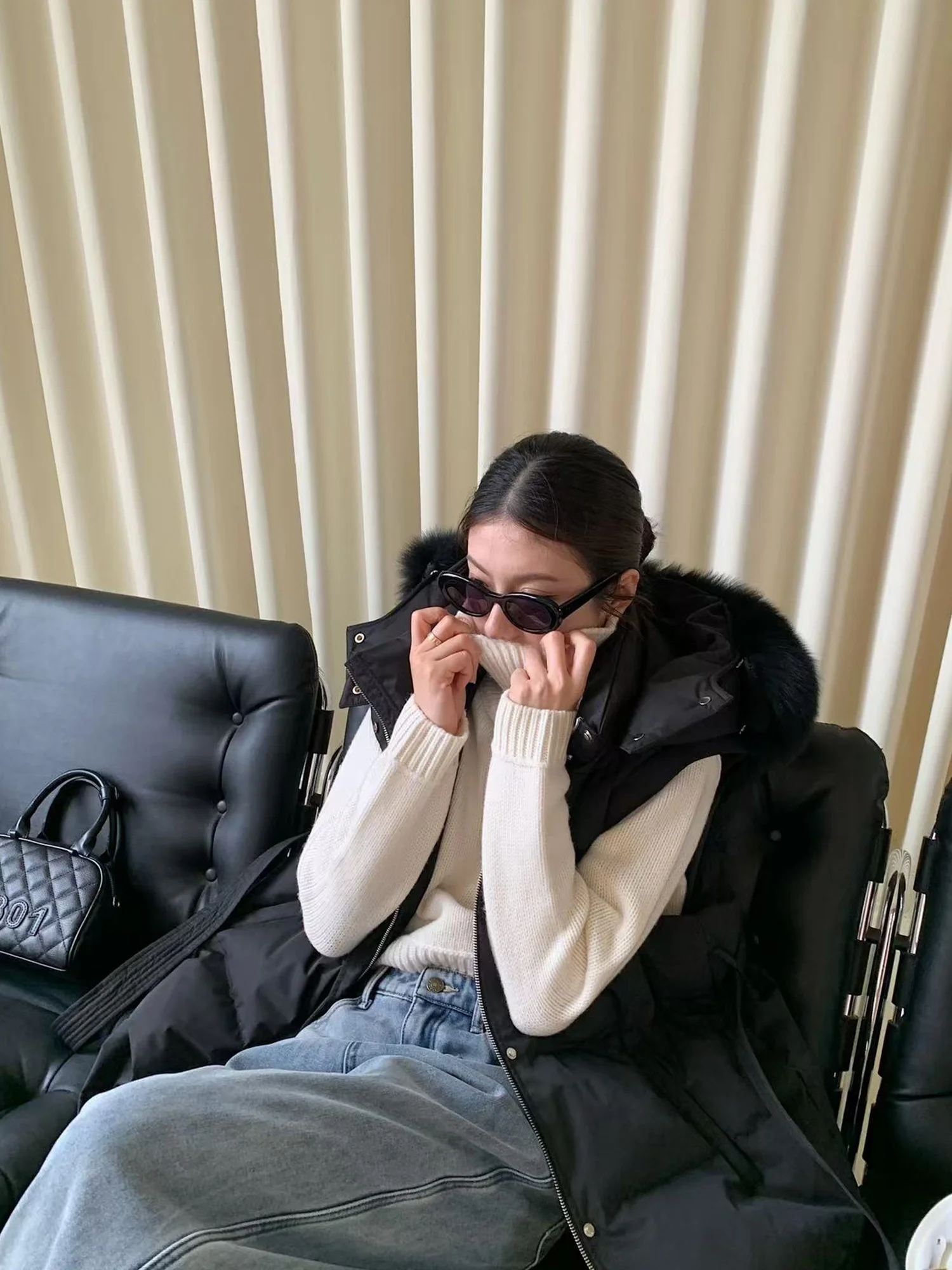 

Вязаный шерстяной свитер с высоким воротником Schweele, однотонный, зимний, женский топ в японском стиле, коллекция «Сад Ангелов»