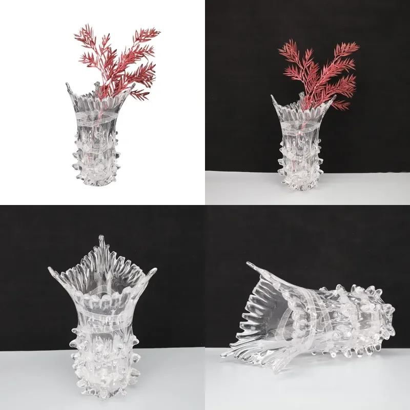 Modern Simple Crystal Triangular Flower Ornament for Model Room Desktop Hotel Home Living Room Creative Soft Decoration