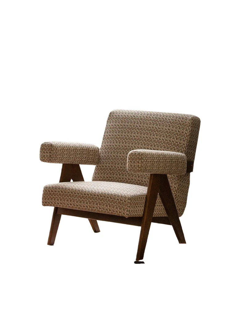 

American retro, single sofa chair, minimalist balcony, solid wood leisure