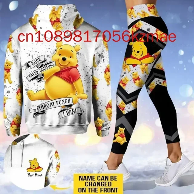 Free Custom Name Disney Winnie The Pooh Hoodie And Leggings Women's 2025 New Hoodie Yoga Pants Sweatpants Fashion Sets