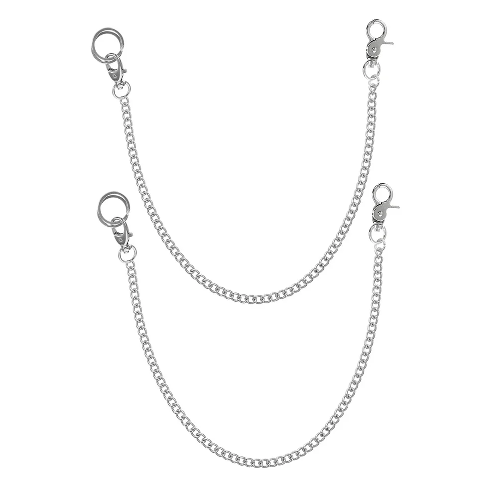 2pcs Metal Waist For Pants Portable Pocket Watch Chain Decorative Hanging Chain Wear-Resistant Jeans Accessory Lightweight