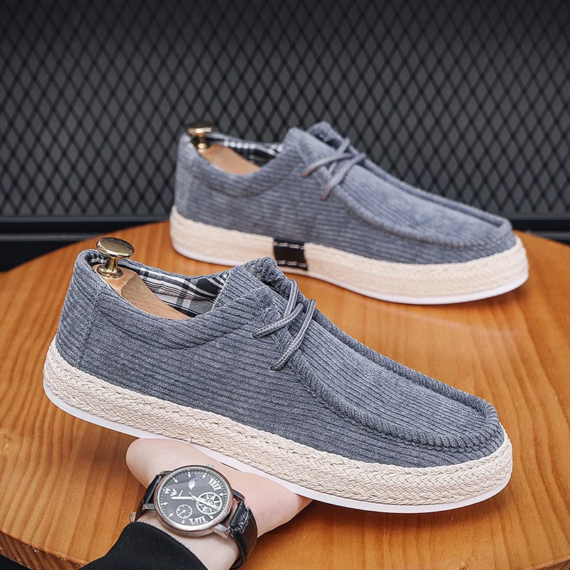 Moda sapatos casuais para homens deslizamento em sapatos casuais confortáveis tênis de lona dos homens sapatos de barco lazer respirável sapatos de condução